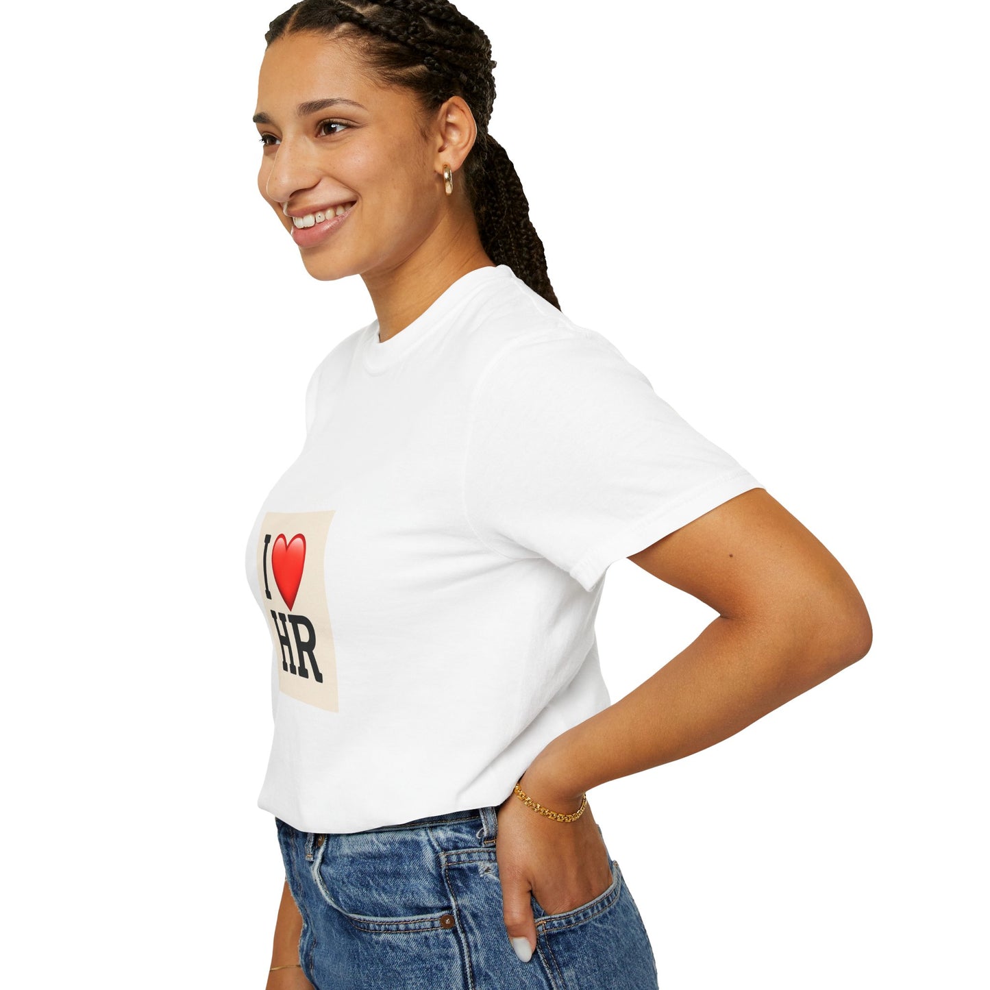 I Love HR Unisex Garment-Dyed T-Shirt, HR Tee, Human Resources Gift, Cute HR Apparel, Work T-Shirt, Employee Appreciation